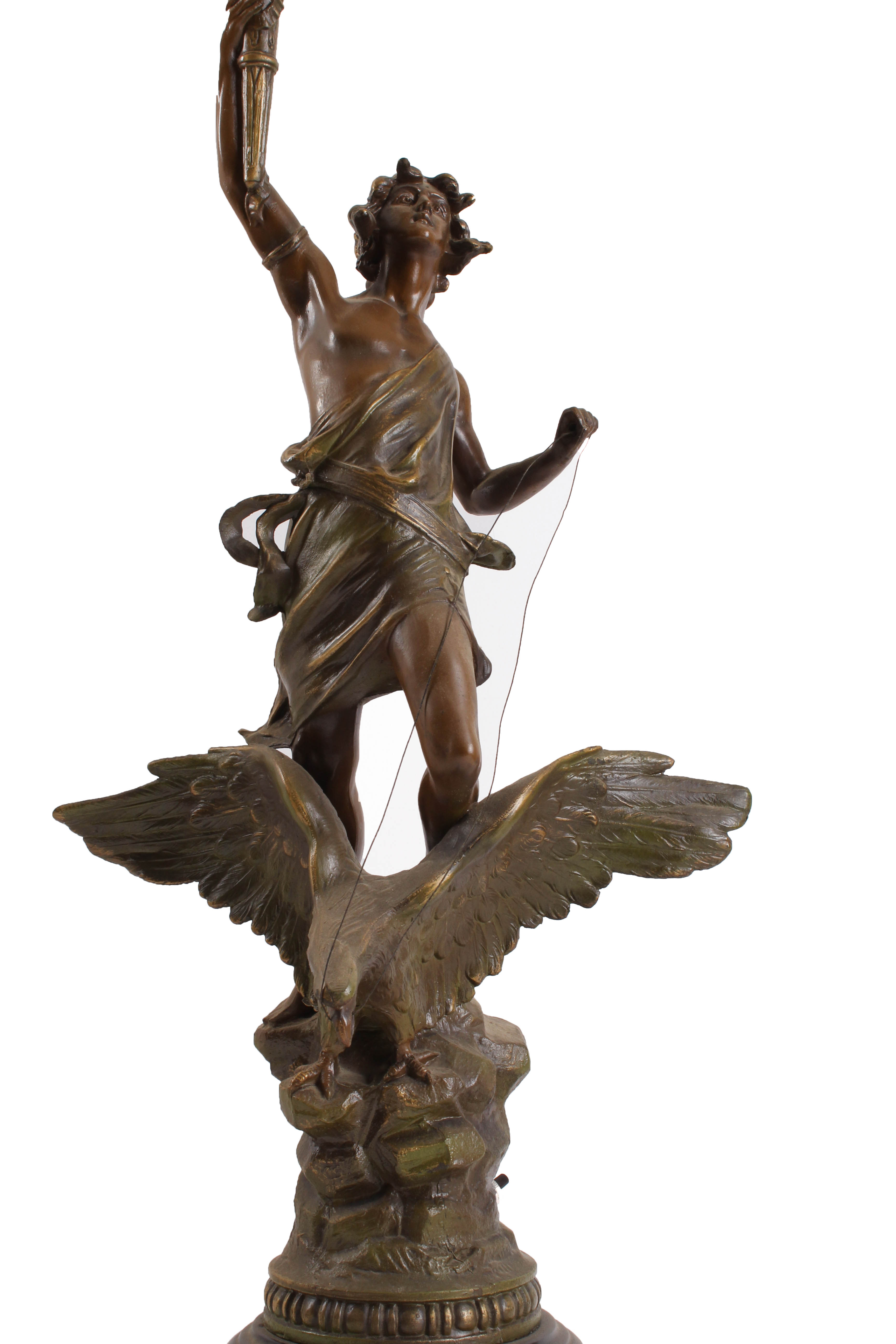 Antique Newel Post Lamp of Mercury