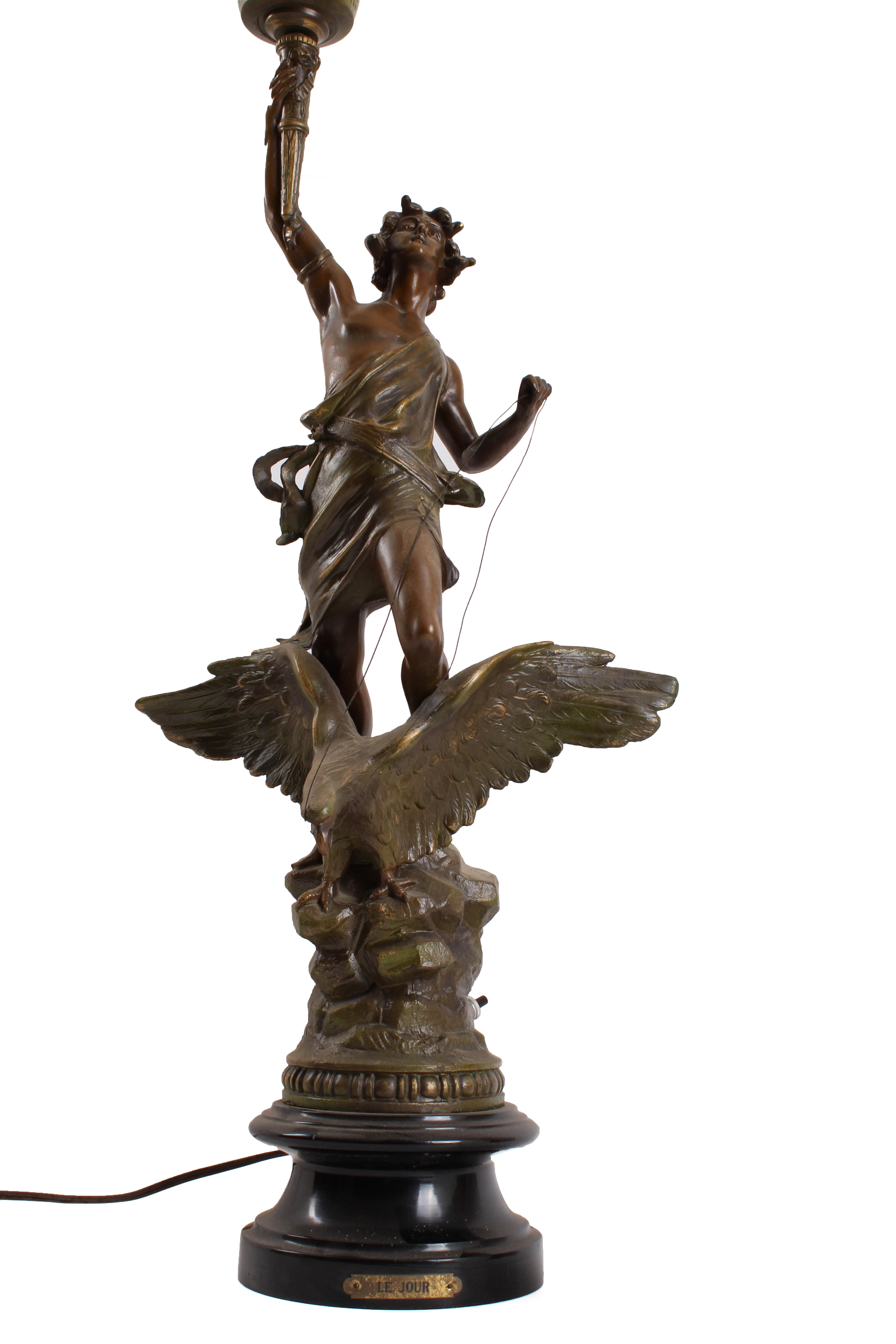 Antique Newel Post Lamp of Mercury