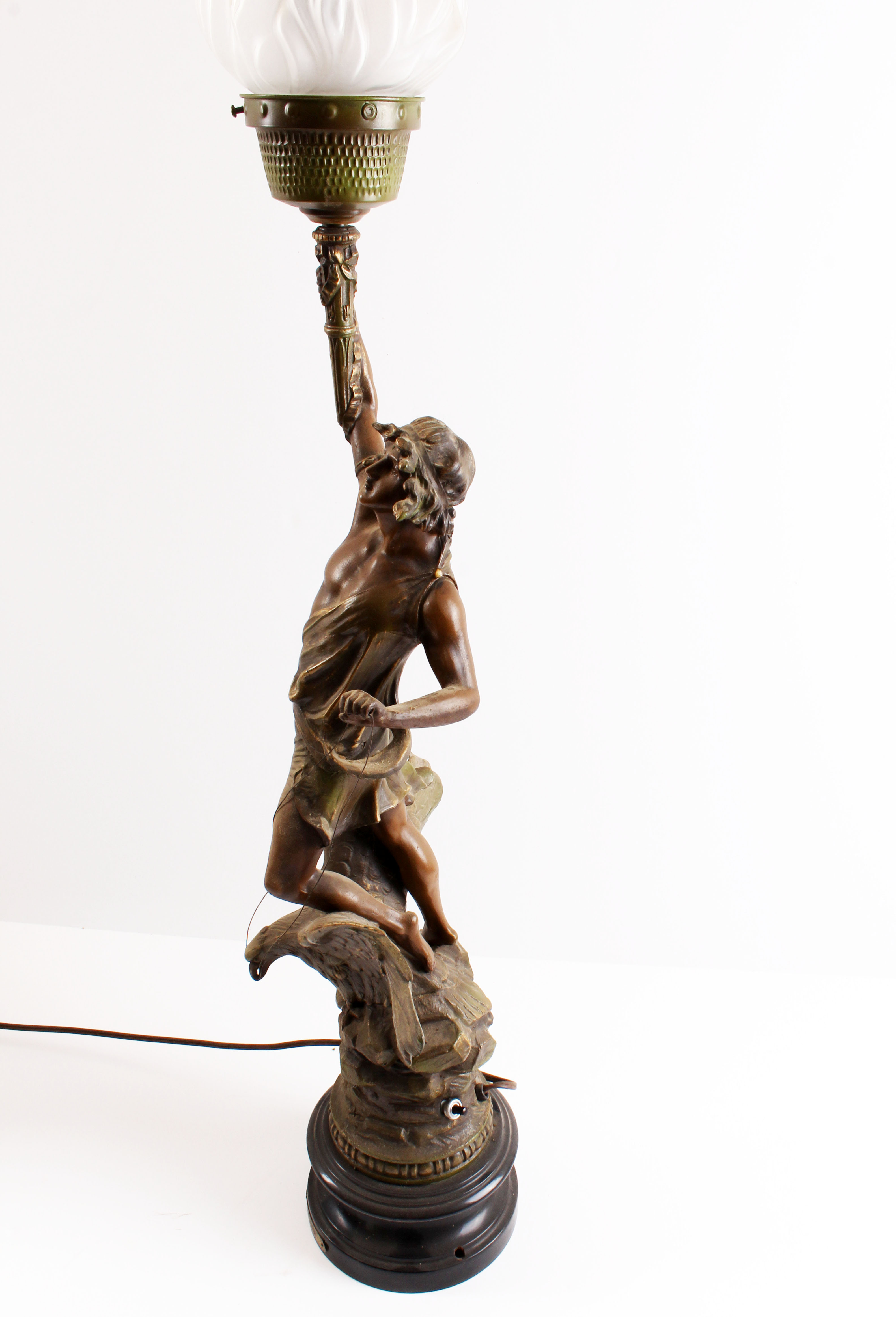 Antique Newel Post Lamp of Mercury