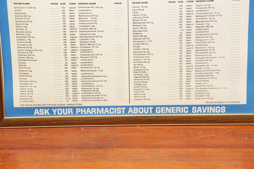 Vintage Framed Pharmacy Poster