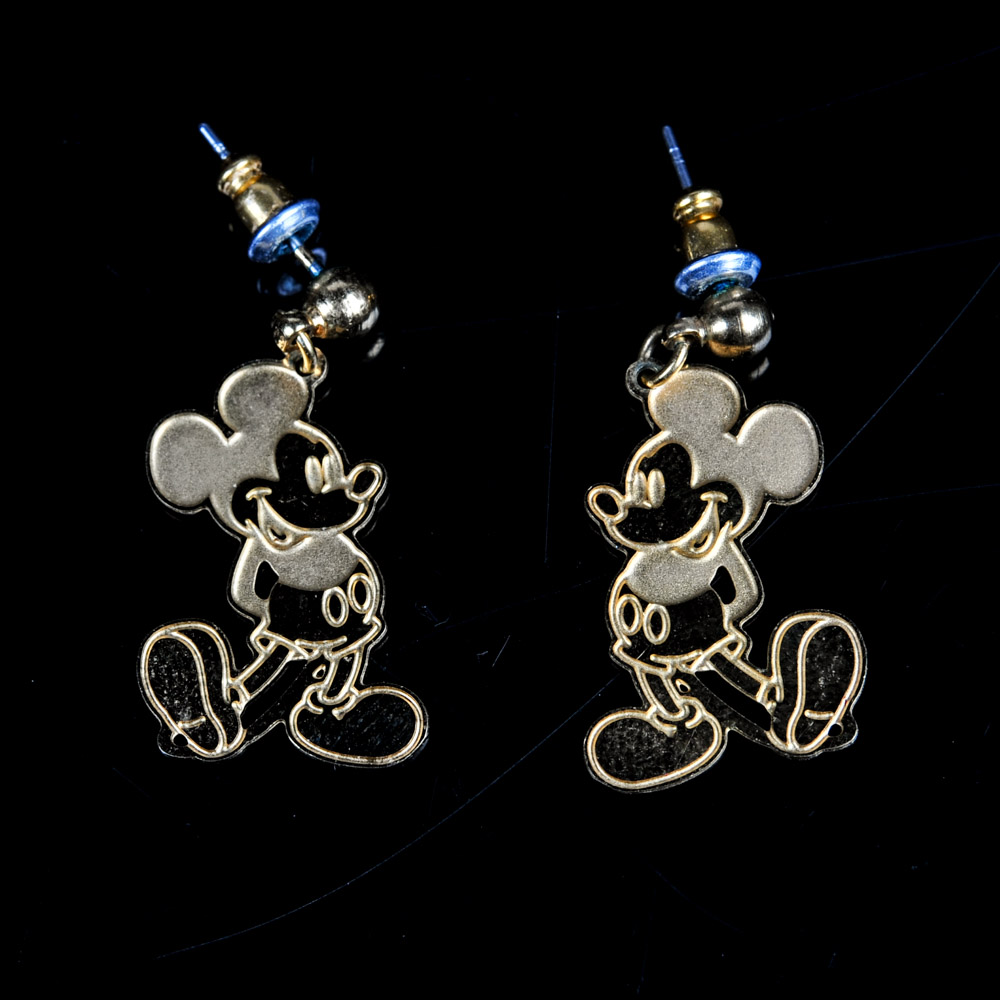 Gold Tone Mickey Mouse Earrings