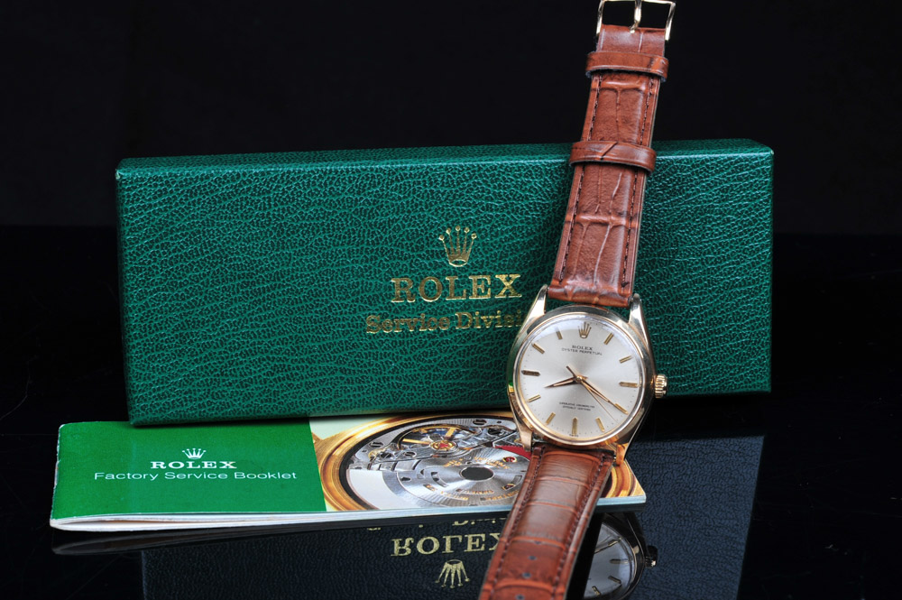 Gentleman's Rolex Oyster Perpetual 18K Yellow Gold Watch