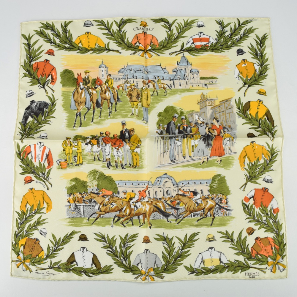 Vintage Hermes "Courses a Chantilly" Silk Scarf