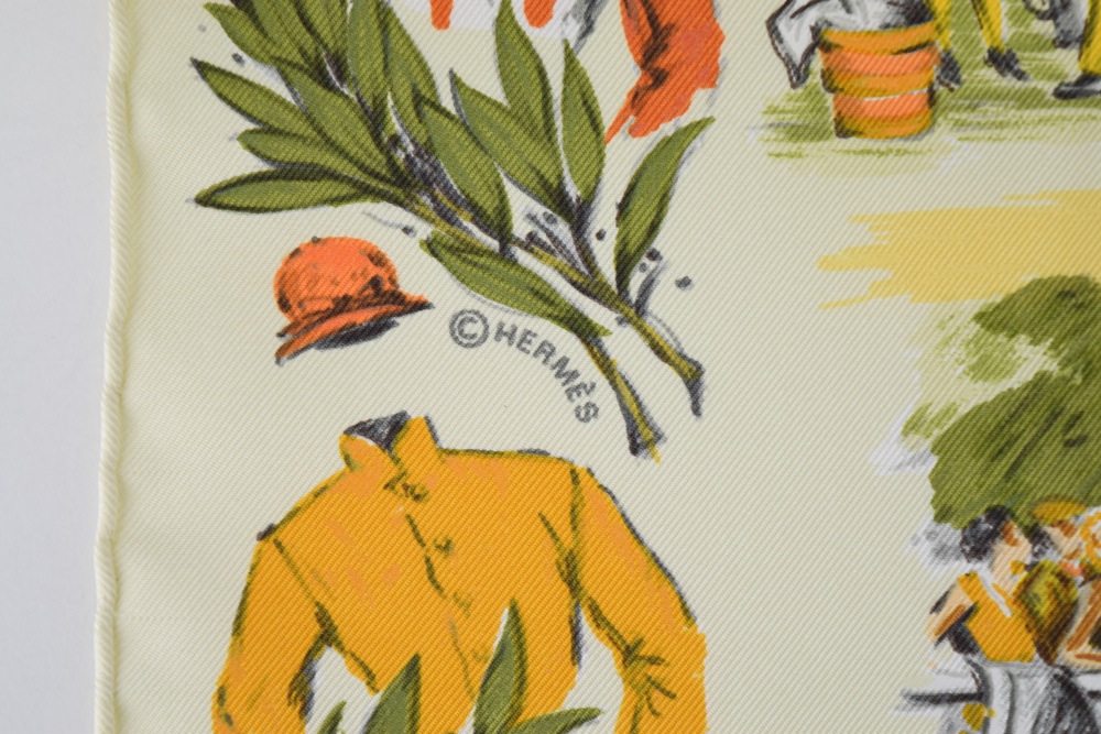 Vintage Hermes "Courses a Chantilly" Silk Scarf