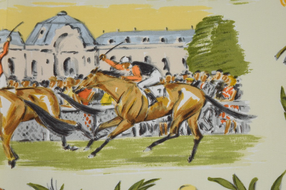 Vintage Hermes "Courses a Chantilly" Silk Scarf