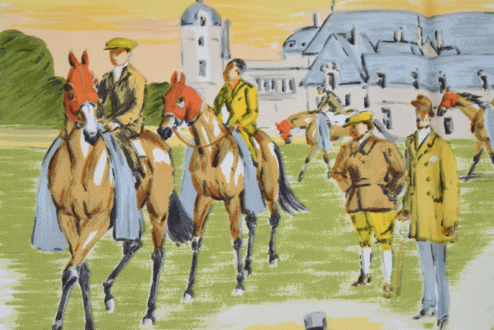 Vintage Hermes "Courses a Chantilly" Silk Scarf