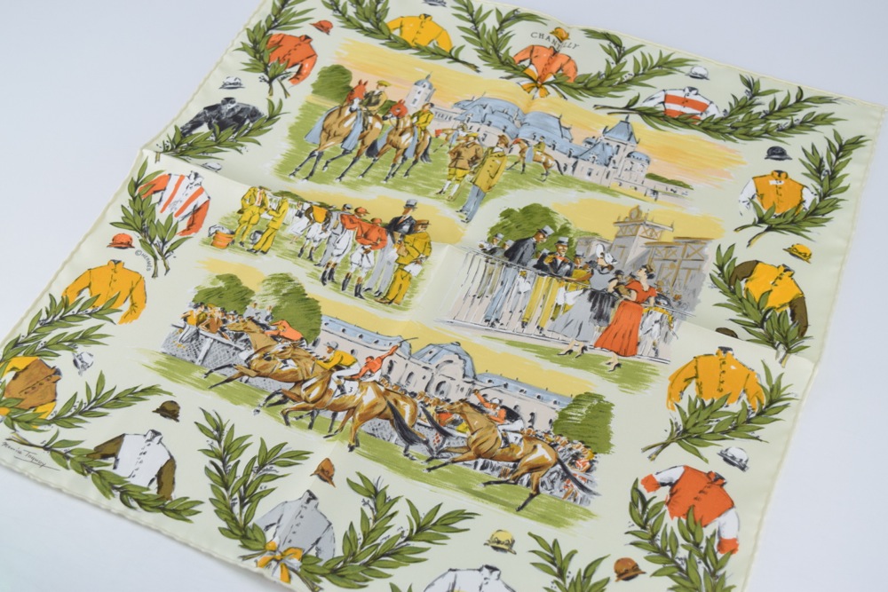 Vintage Hermes "Courses a Chantilly" Silk Scarf