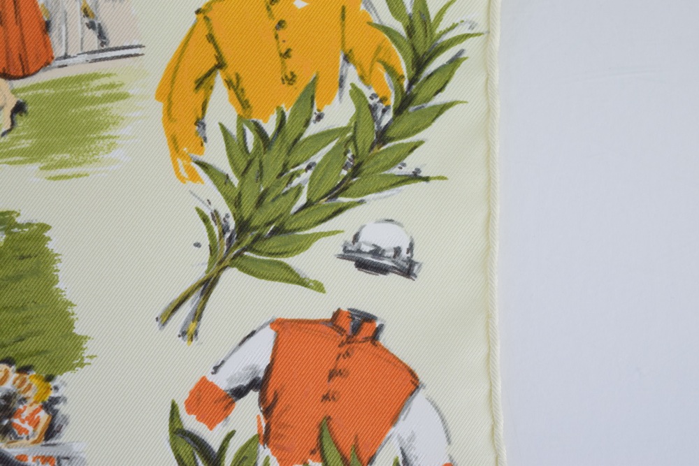 Vintage Hermes "Courses a Chantilly" Silk Scarf