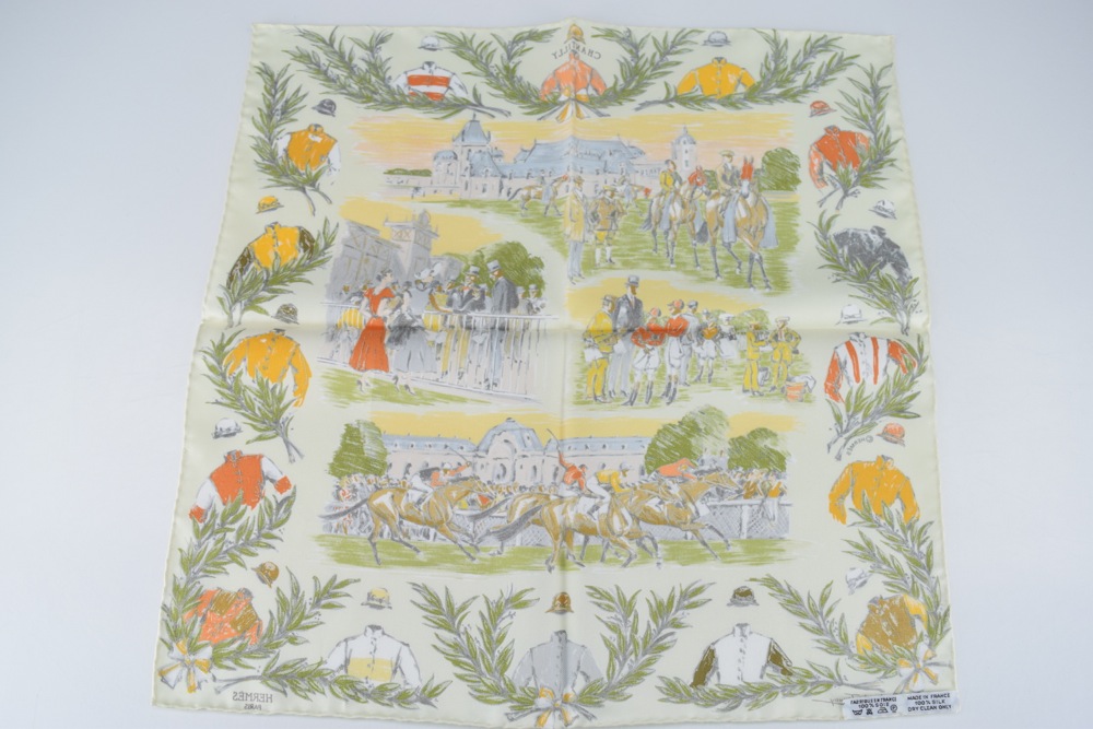 Vintage Hermes "Courses a Chantilly" Silk Scarf