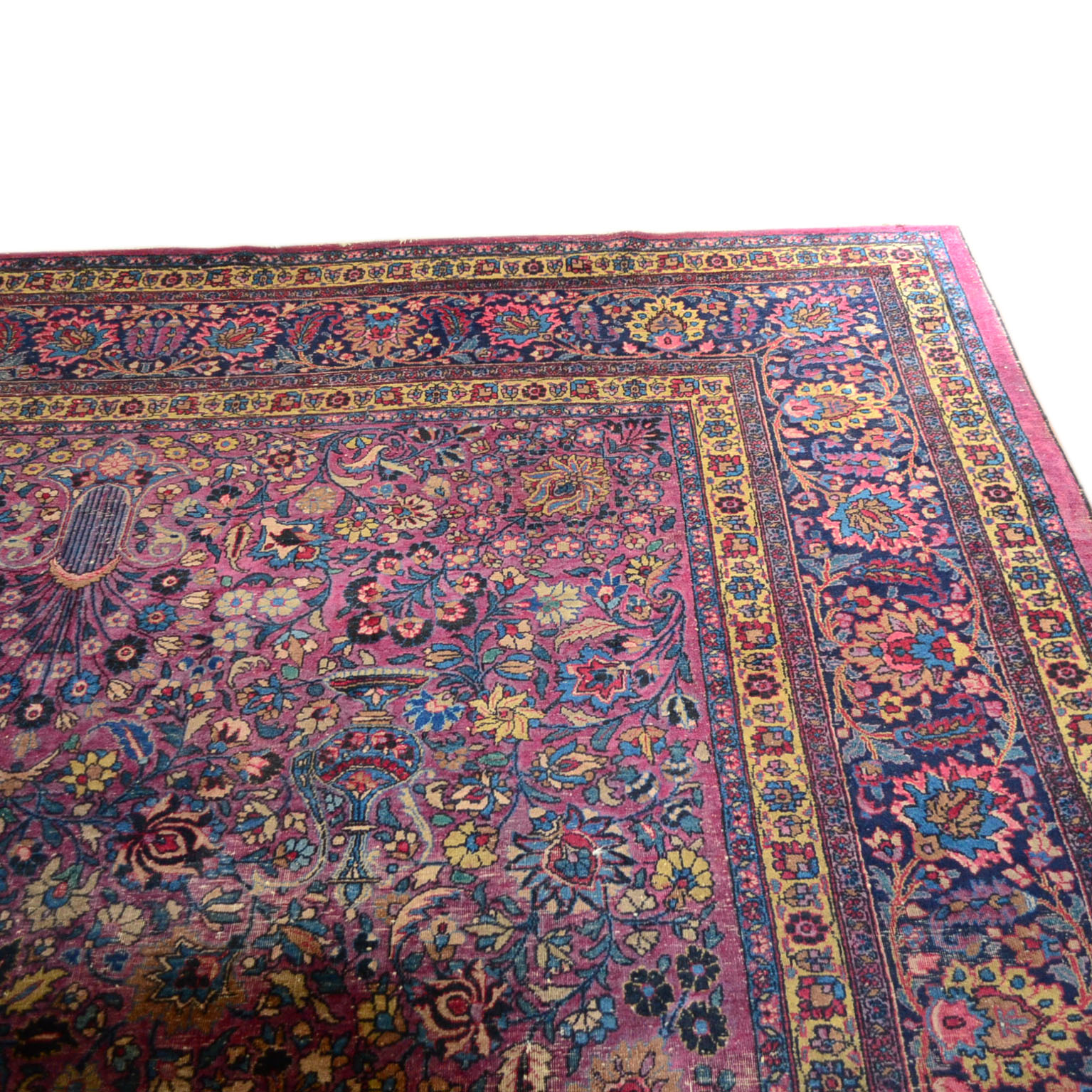 Large Hand-Knotted Sarouk Area Rug