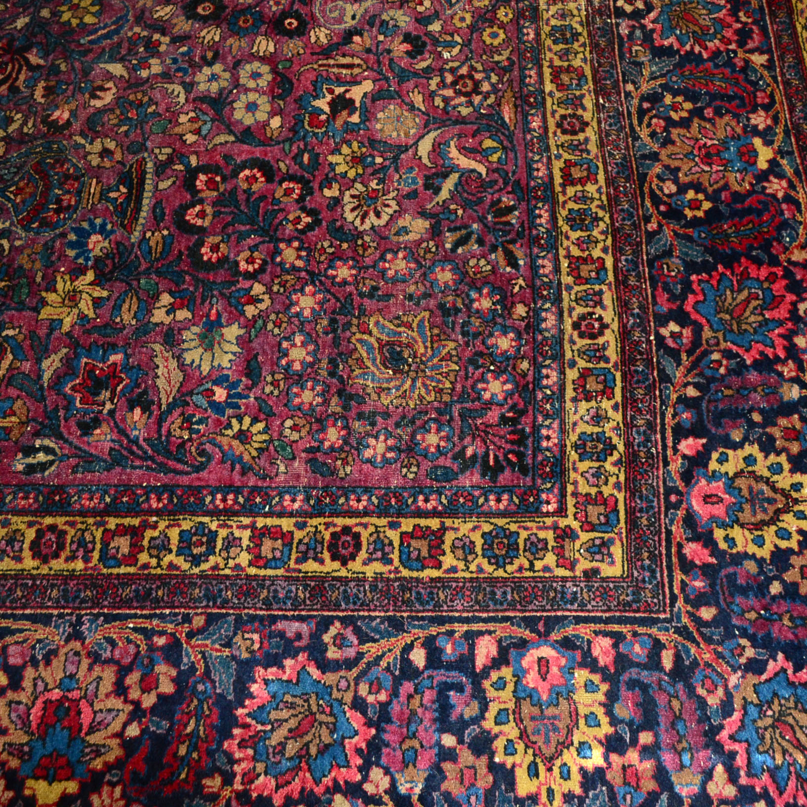 Large Hand-Knotted Sarouk Area Rug