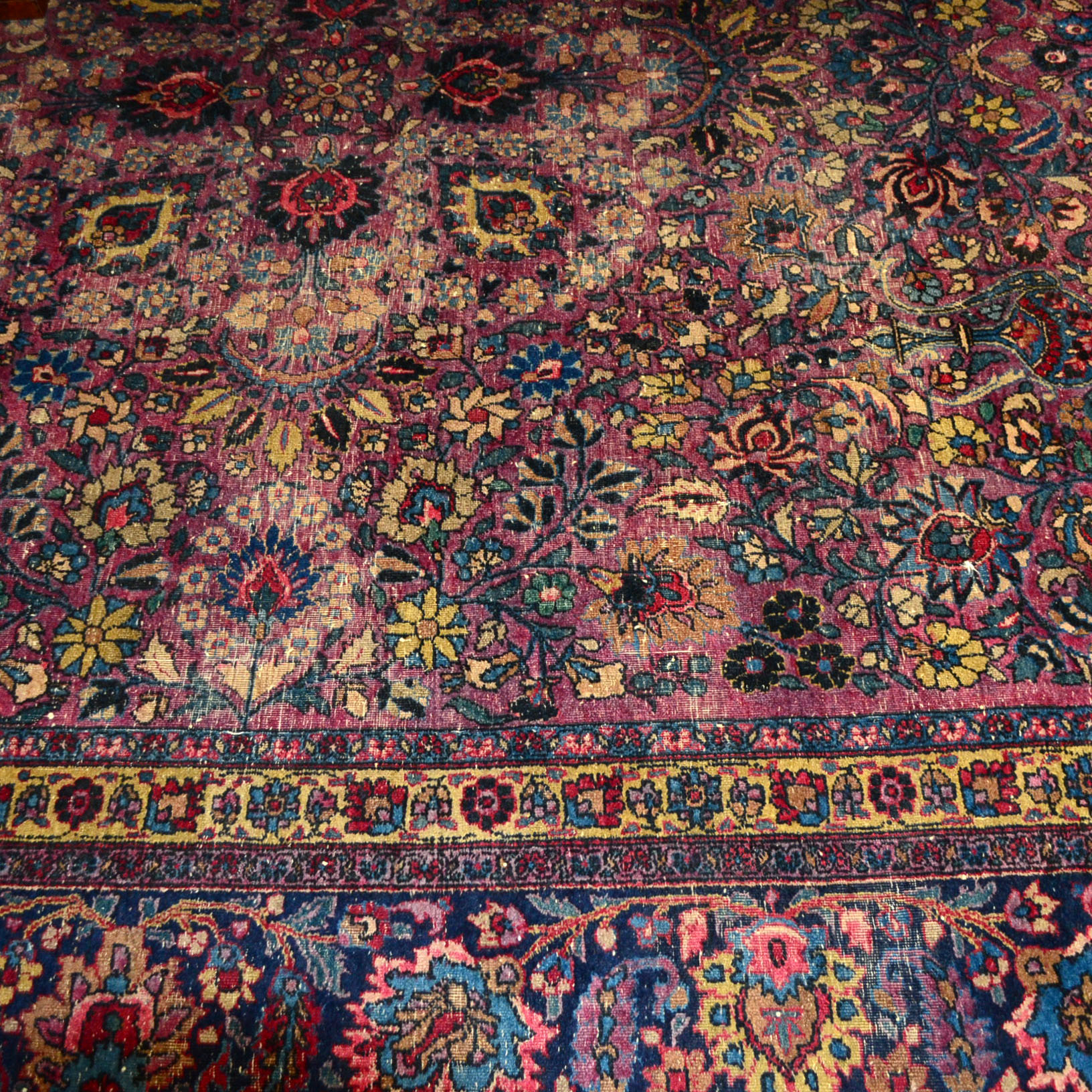 Large Hand-Knotted Sarouk Area Rug