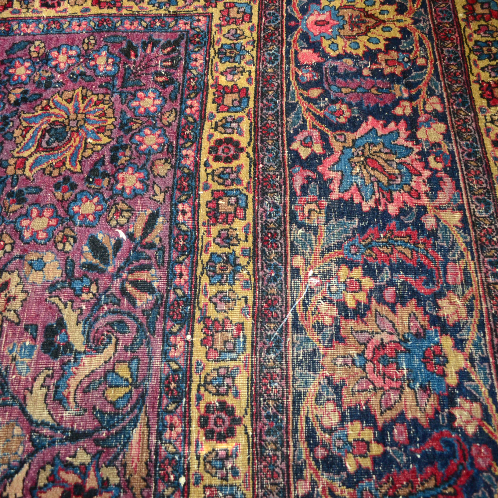 Large Hand-Knotted Sarouk Area Rug