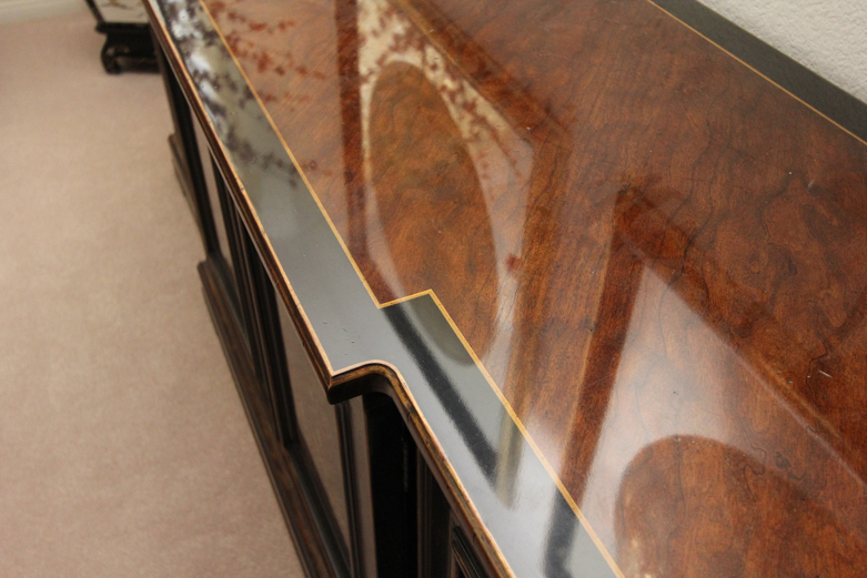 Vintage Black Lacquered Asian Credenza