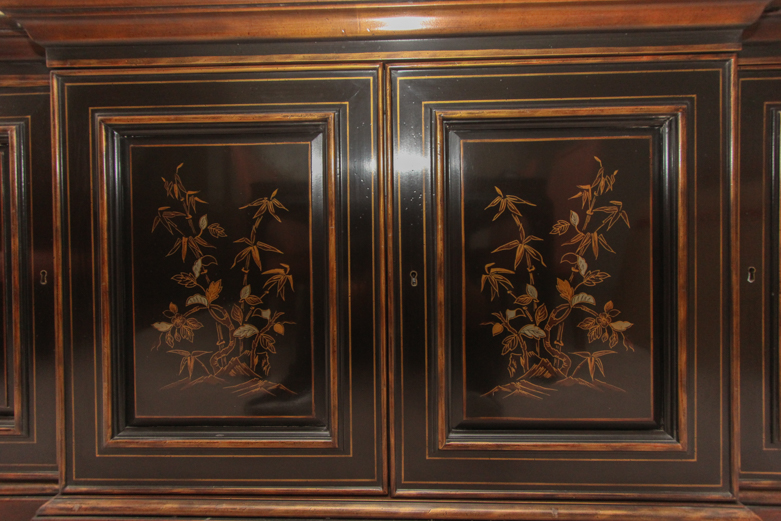 Vintage Black Lacquered Asian Credenza