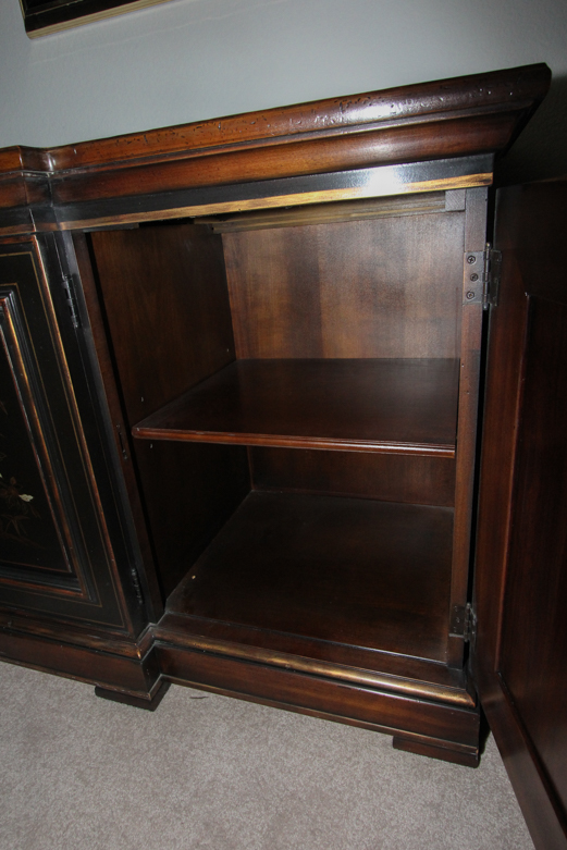 Vintage Black Lacquered Asian Credenza