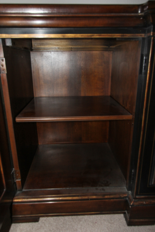 Vintage Black Lacquered Asian Credenza