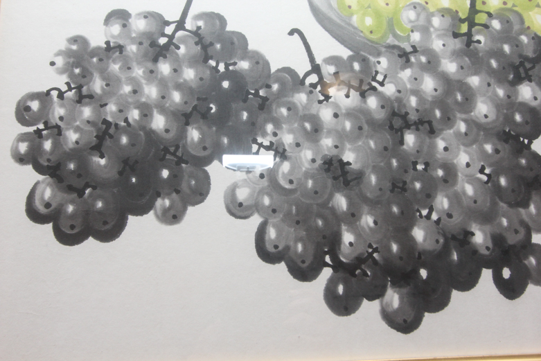 Framed Chinese Print of Grapes