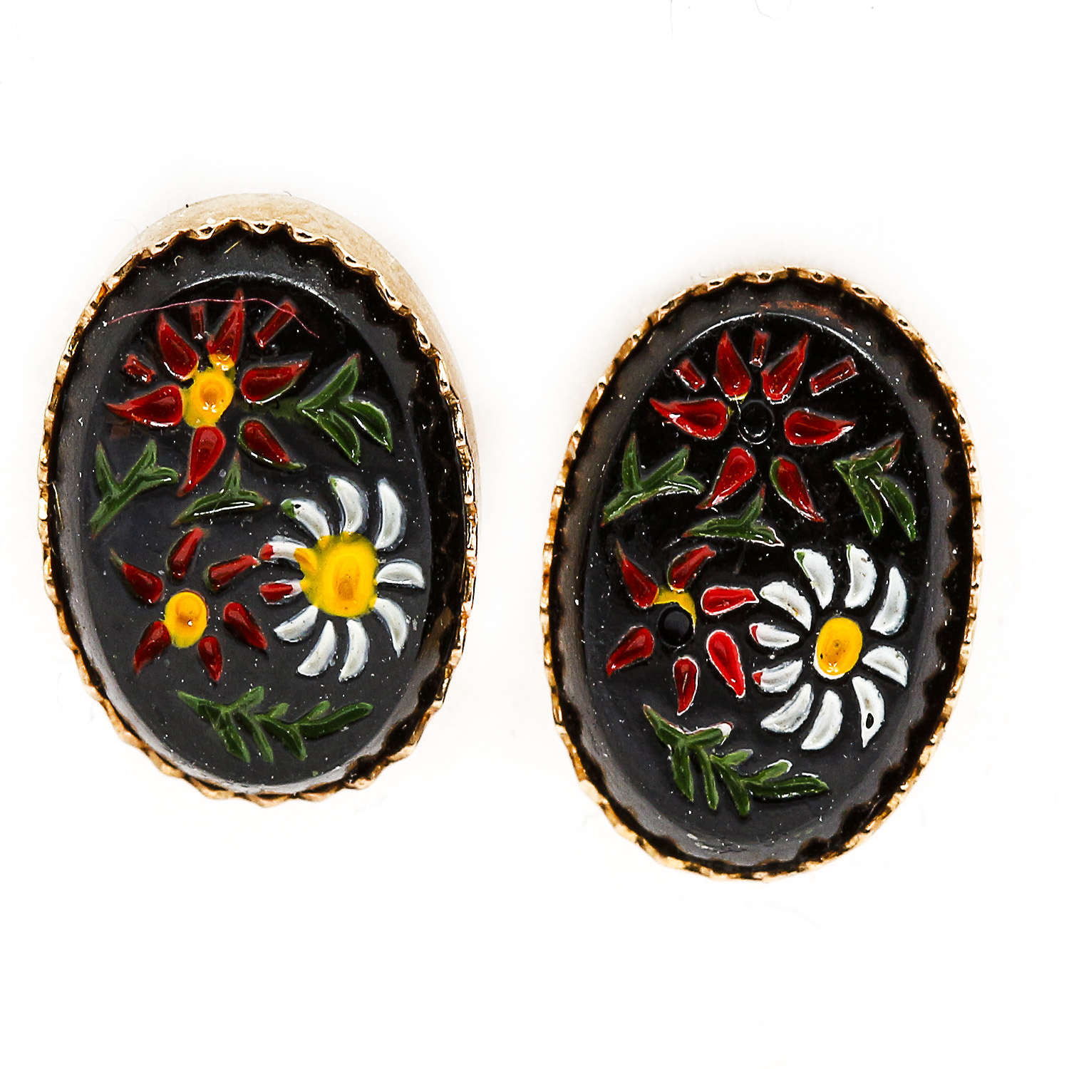 14K Yellow Gold Onyx Studs