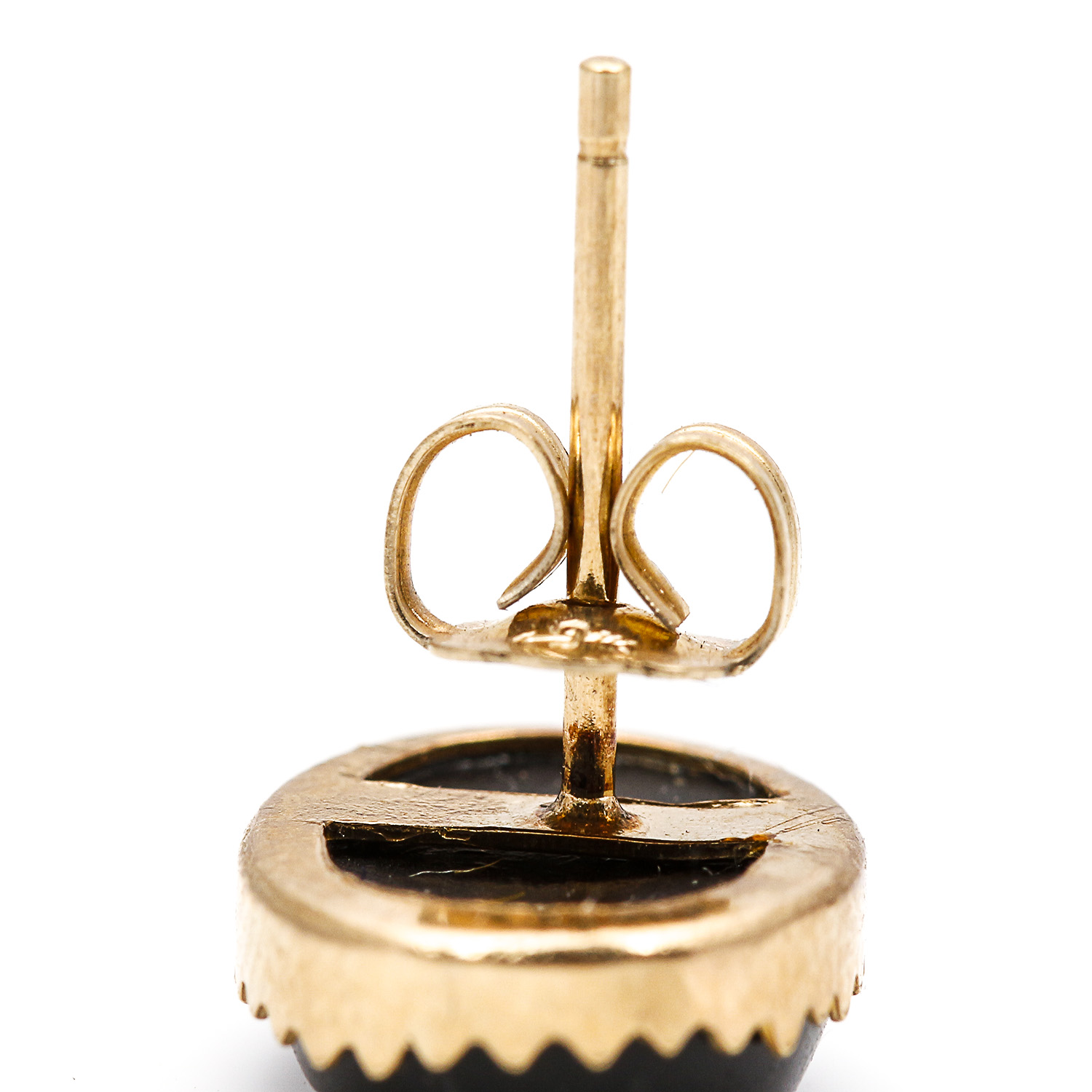 14K Yellow Gold Onyx Studs