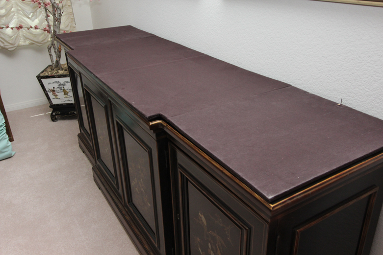 Vintage Black Lacquered Asian Credenza