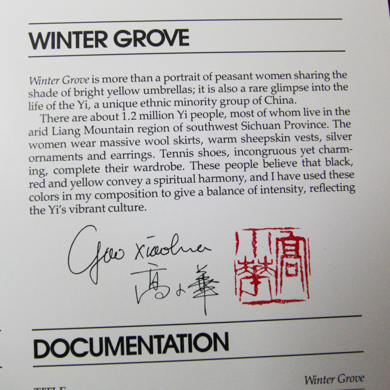 Gao Xiaohua Signed "Winter Grove" Print