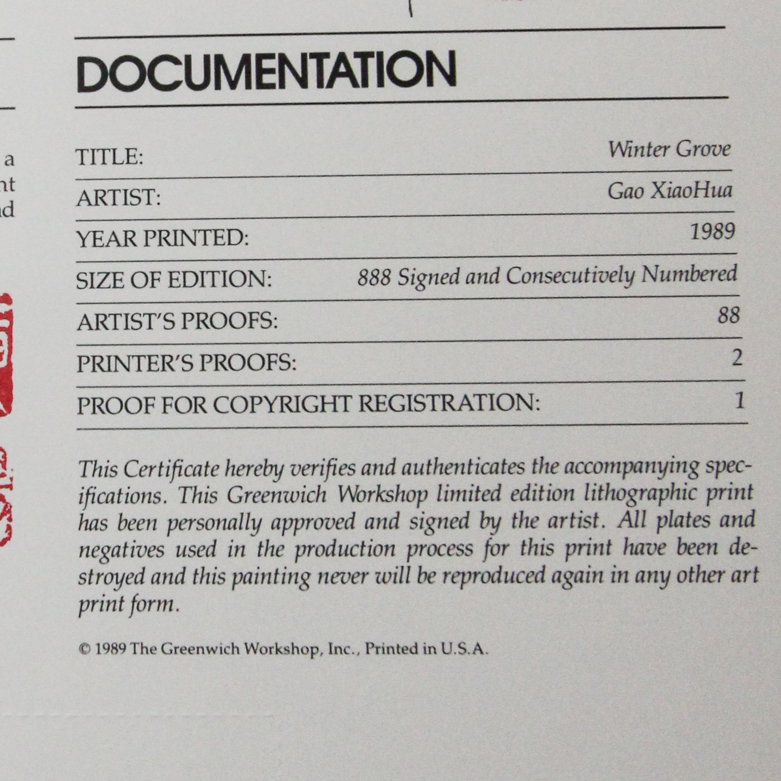 Gao Xiaohua Signed "Winter Grove" Print