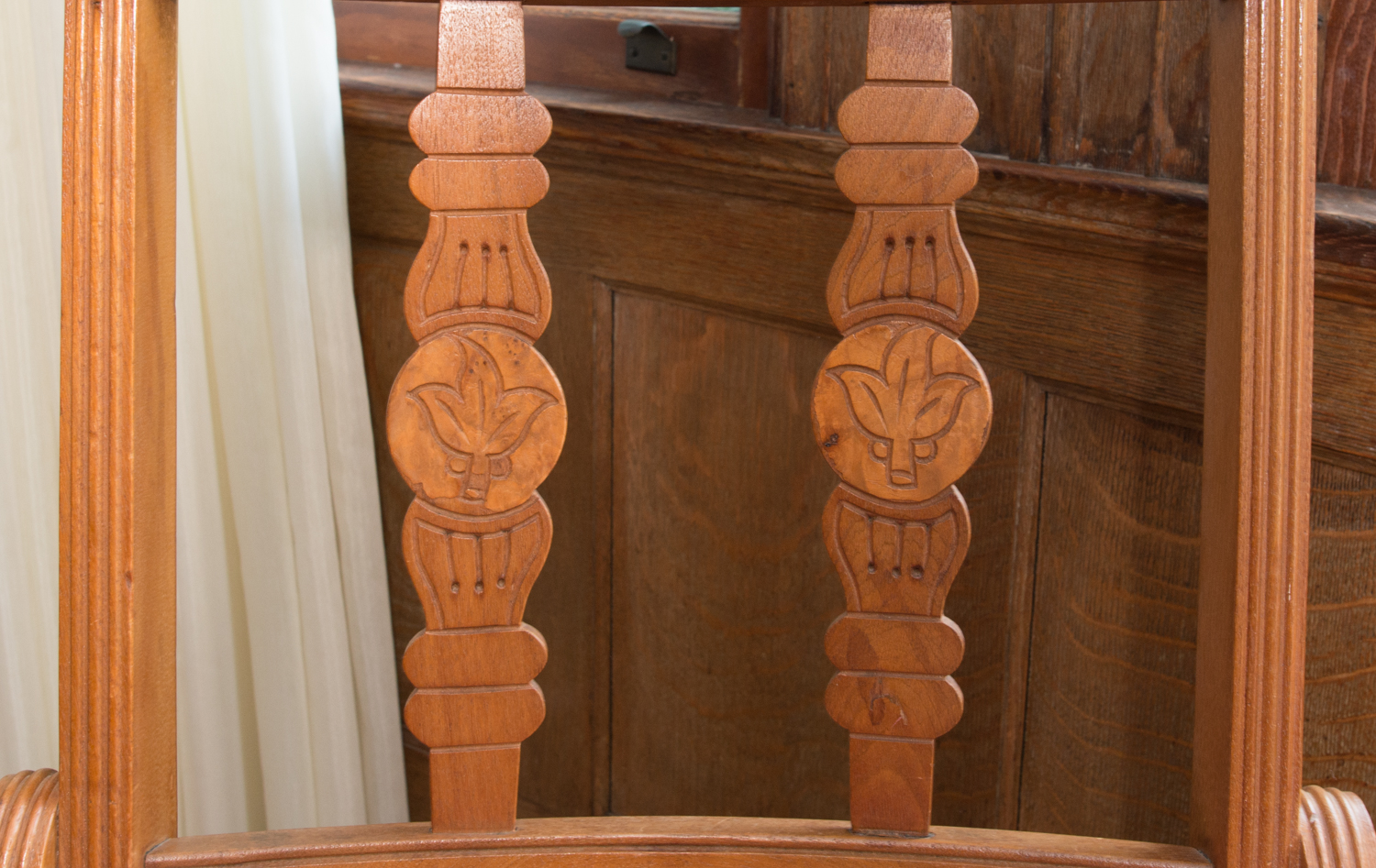 Pair of Victorian Eastlake Oak Side Chairs
