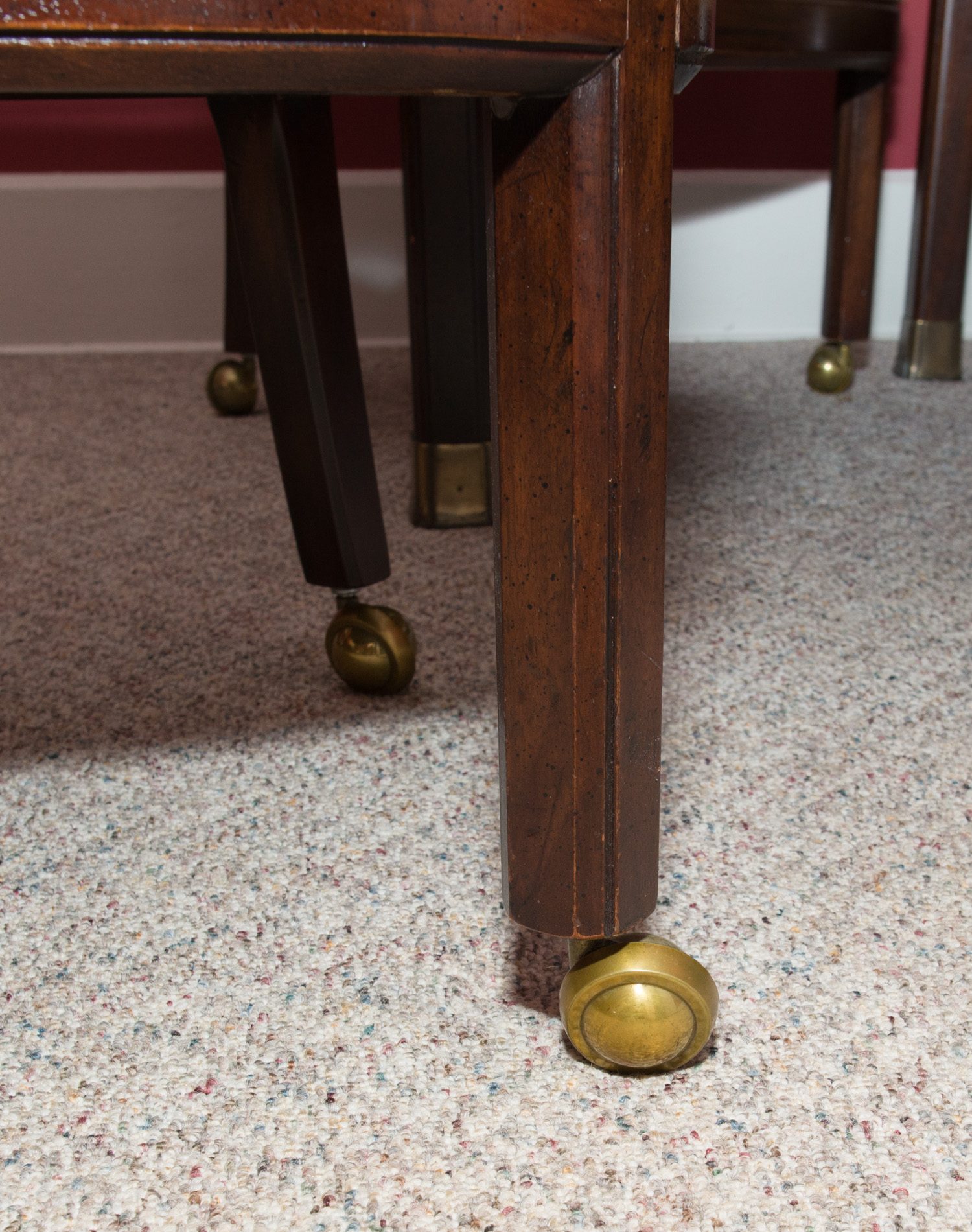 Inlaid-Top Game/Dining Table and Four Cane-Backed Club Chairs