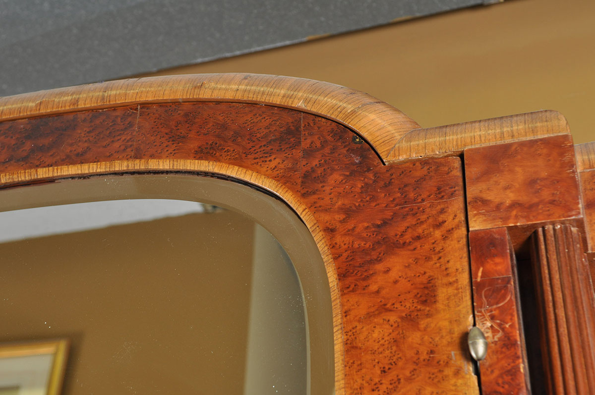 French Art Deco Armoire with Large Mirror