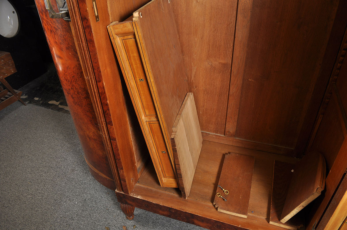 French Art Deco Armoire with Large Mirror