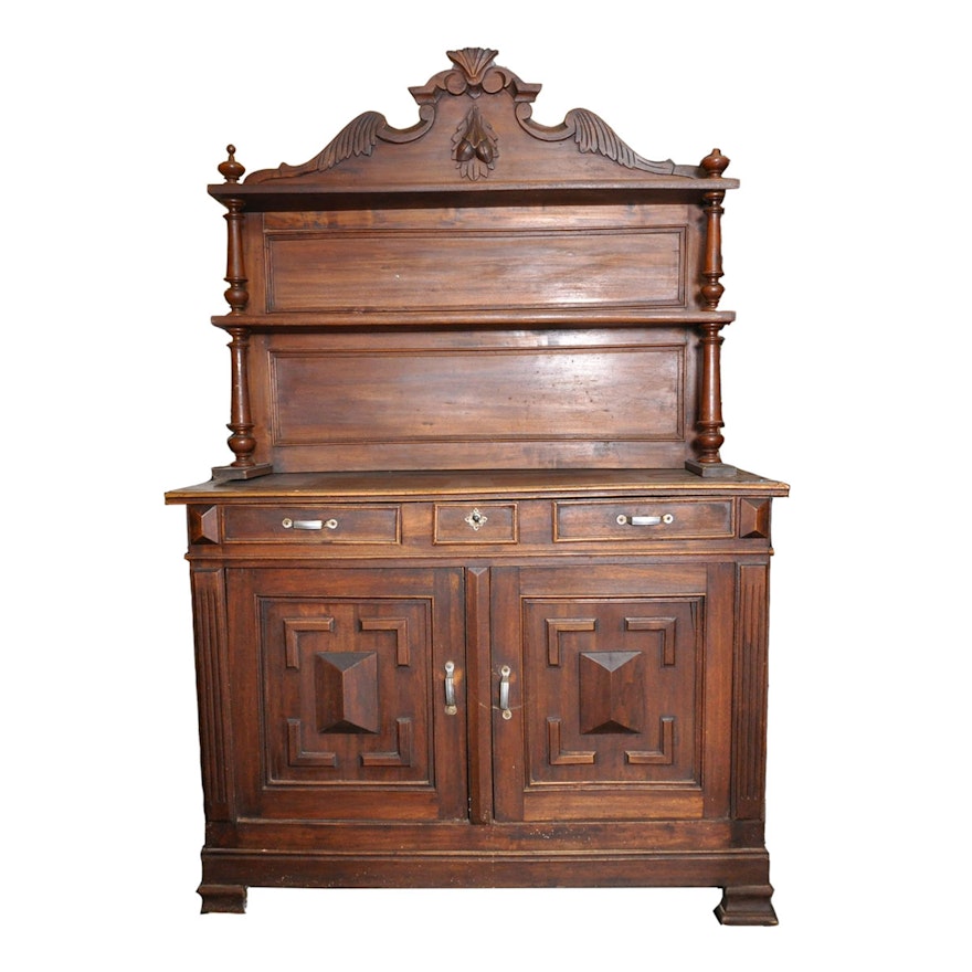 French Antique Continental Walnut Buffet