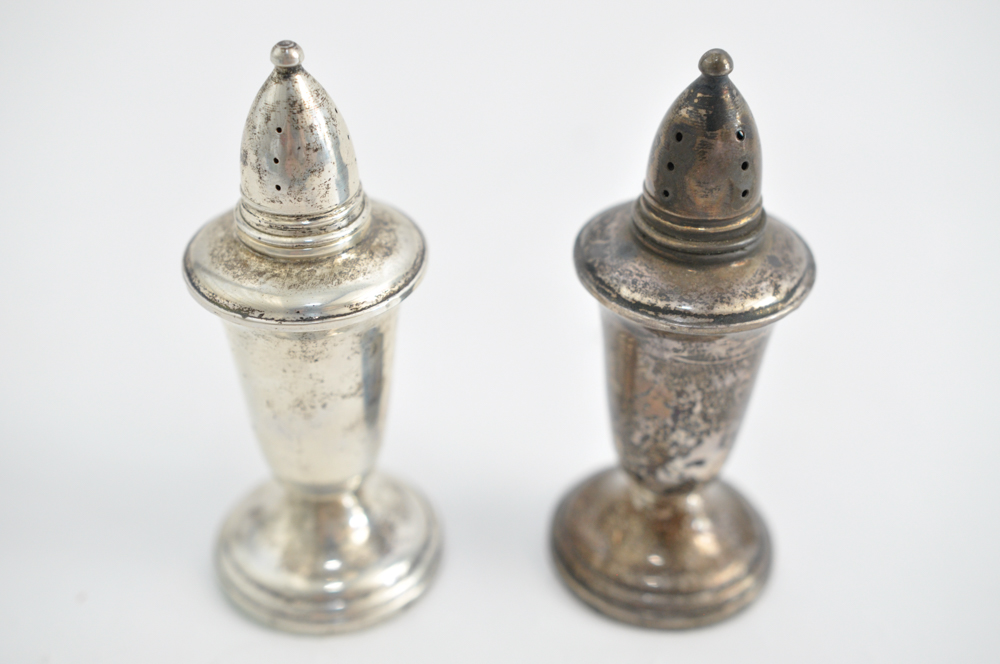 Crown Weighted Sterling Salt and Pepper Shakers