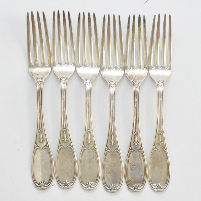 Set of Six Monogrammed Dinner Forks