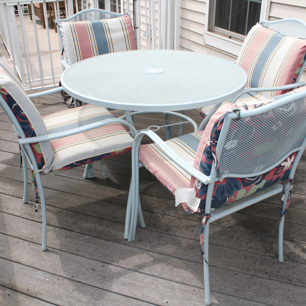 Powder Blue Patio Table and Chairs with Cover