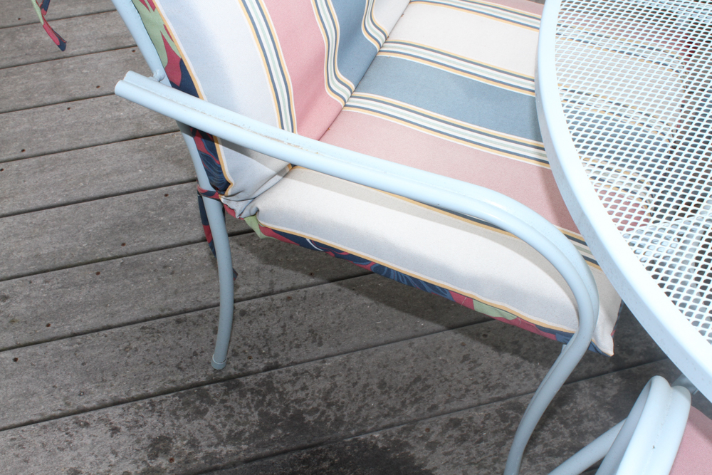 Powder Blue Patio Table and Chairs with Cover
