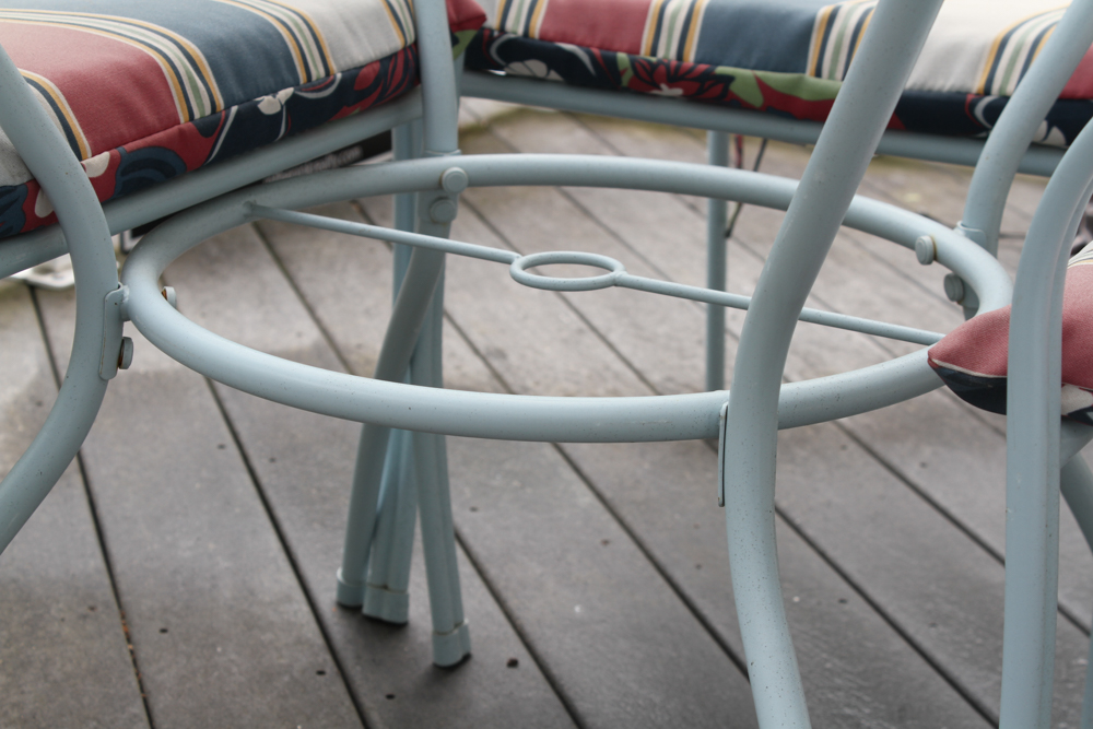 Powder Blue Patio Table and Chairs with Cover