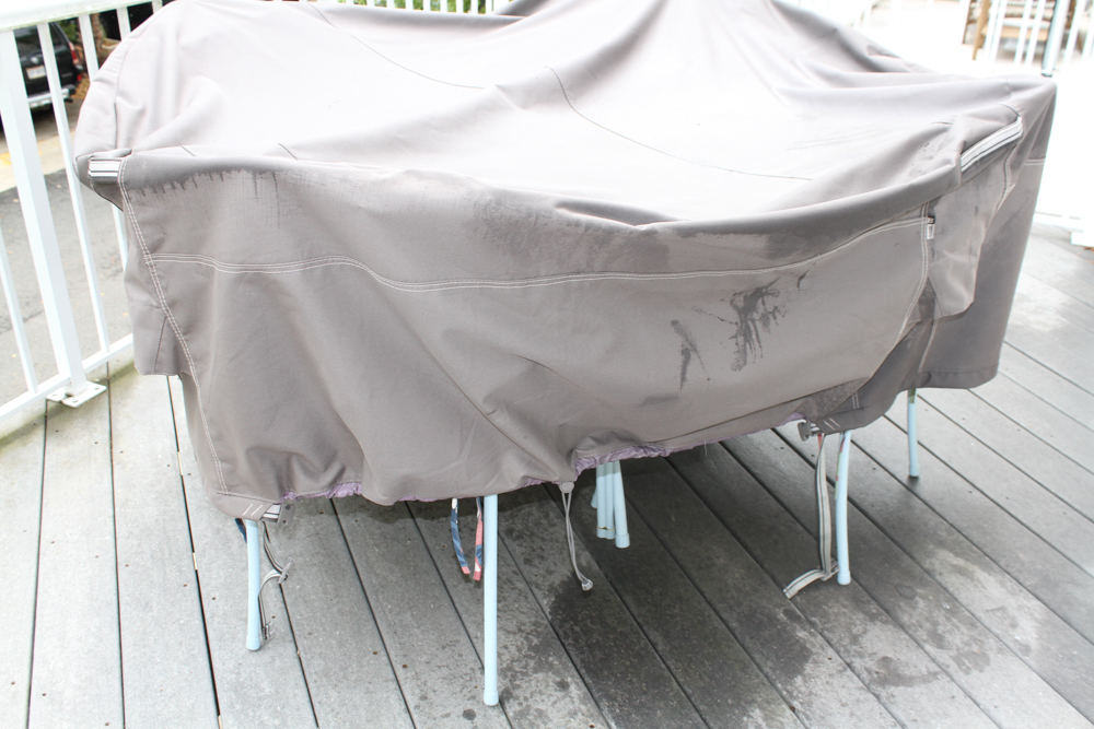 Powder Blue Patio Table and Chairs with Cover