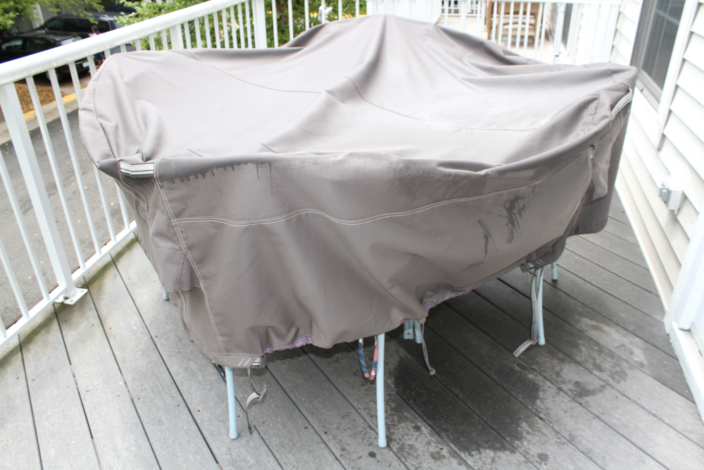 Powder Blue Patio Table and Chairs with Cover