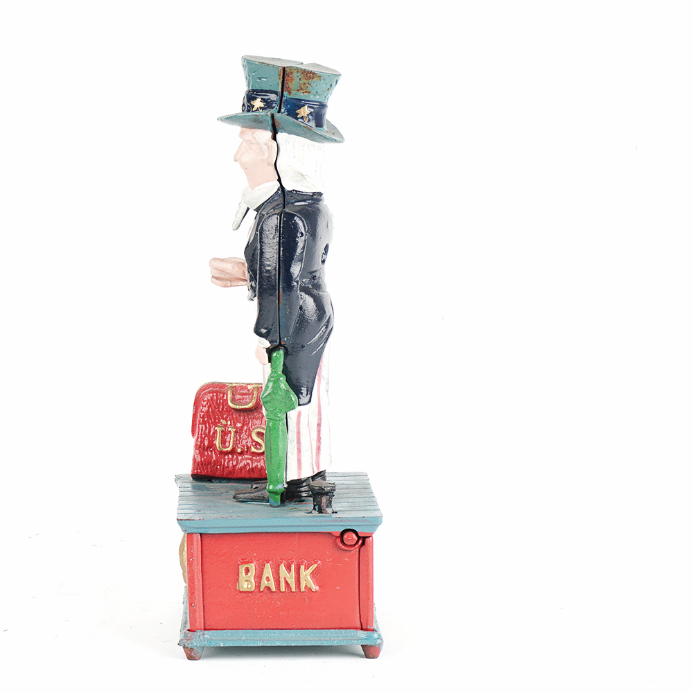 Uncle Sam Cast Metal Coin Bank