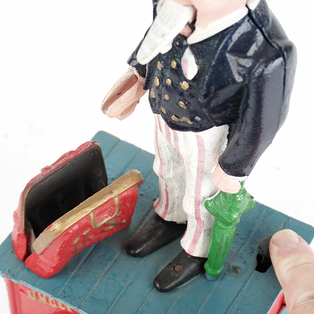 Uncle Sam Cast Metal Coin Bank