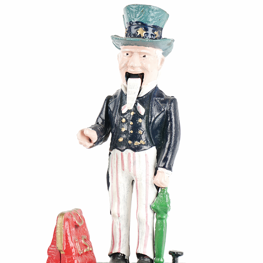 Uncle Sam Cast Metal Coin Bank