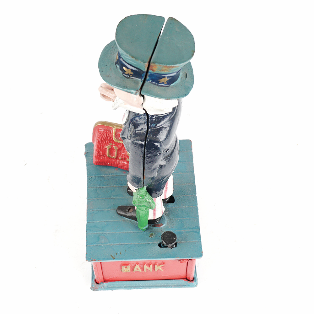 Uncle Sam Cast Metal Coin Bank