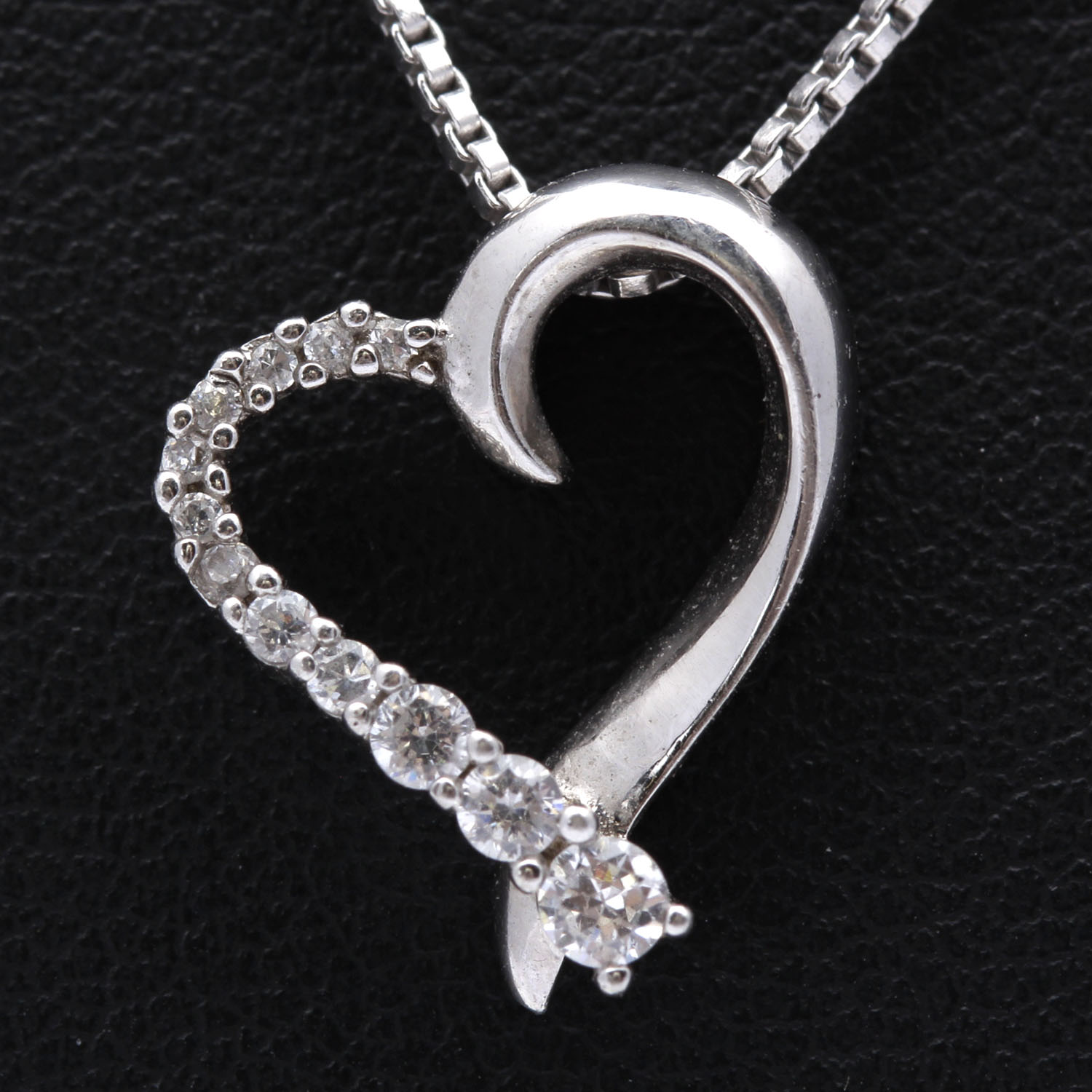 Sterling Silver Cubic Zirconia Heart Pendant Necklace