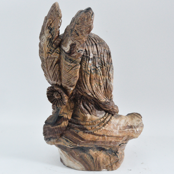 Hand Carved Stone Native American Statue