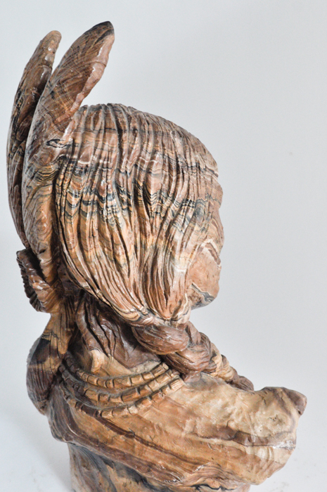 Hand Carved Stone Native American Statue