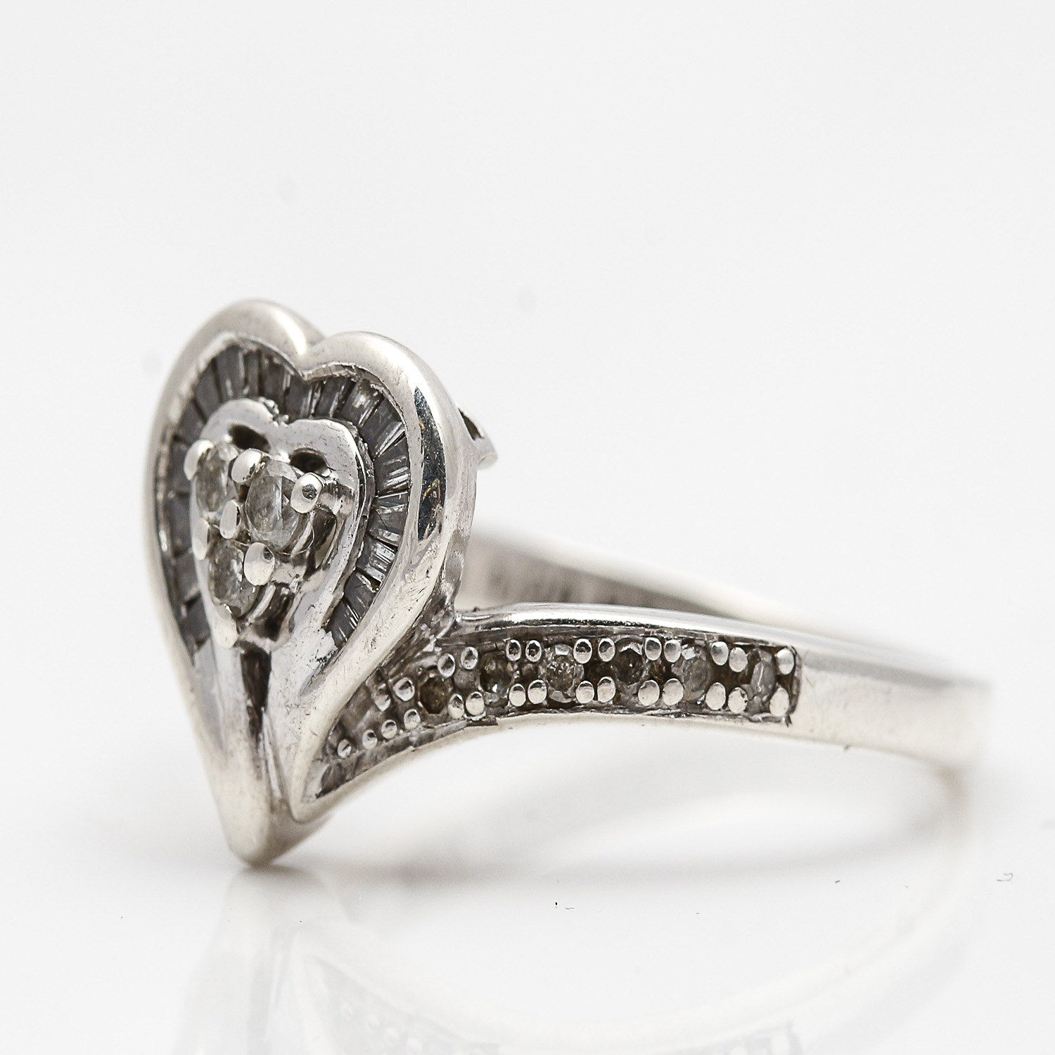 Platinum and Sterling Silver Diamond Ring