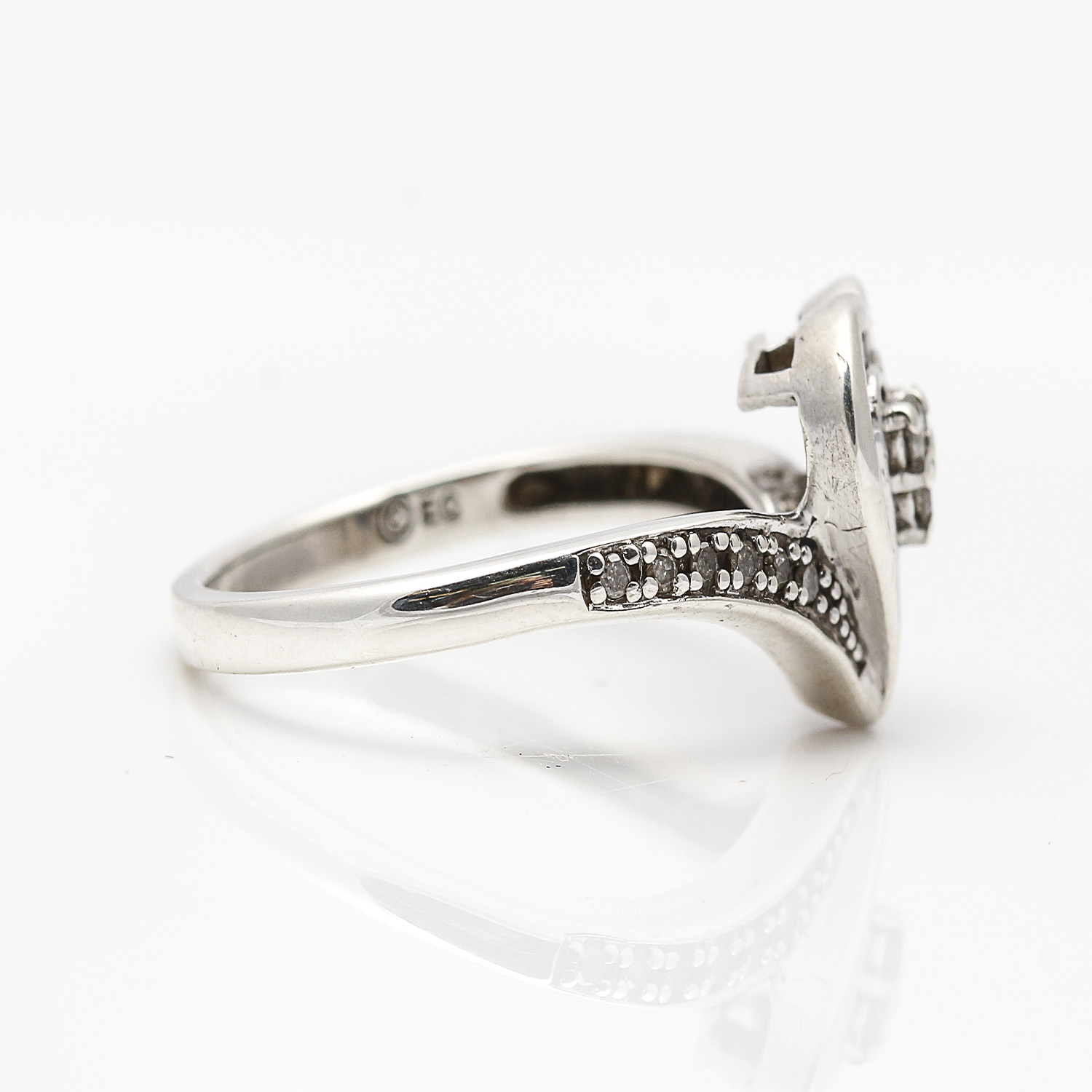 Platinum and Sterling Silver Diamond Ring
