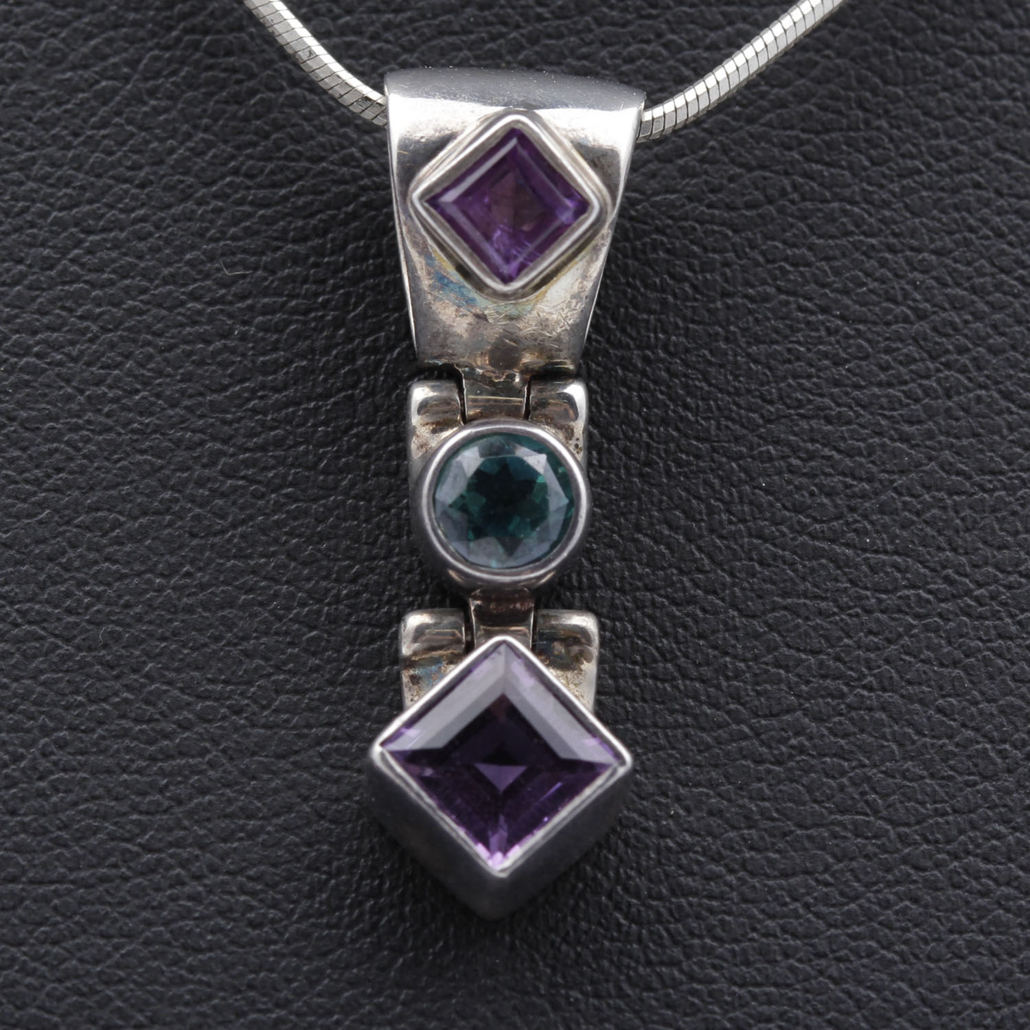 Sterling Silver Amethyst and Blue Topaz Necklace