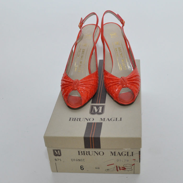 Bruno Magli Orange Peep-Toe Heels